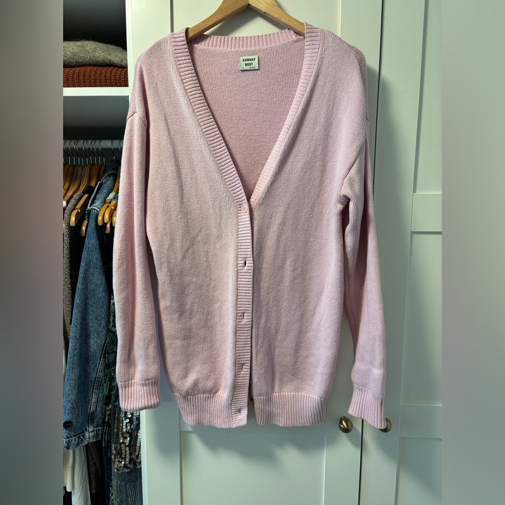 Sunday Best Light Pink Cardigan Sweater - Picture 1 of 3